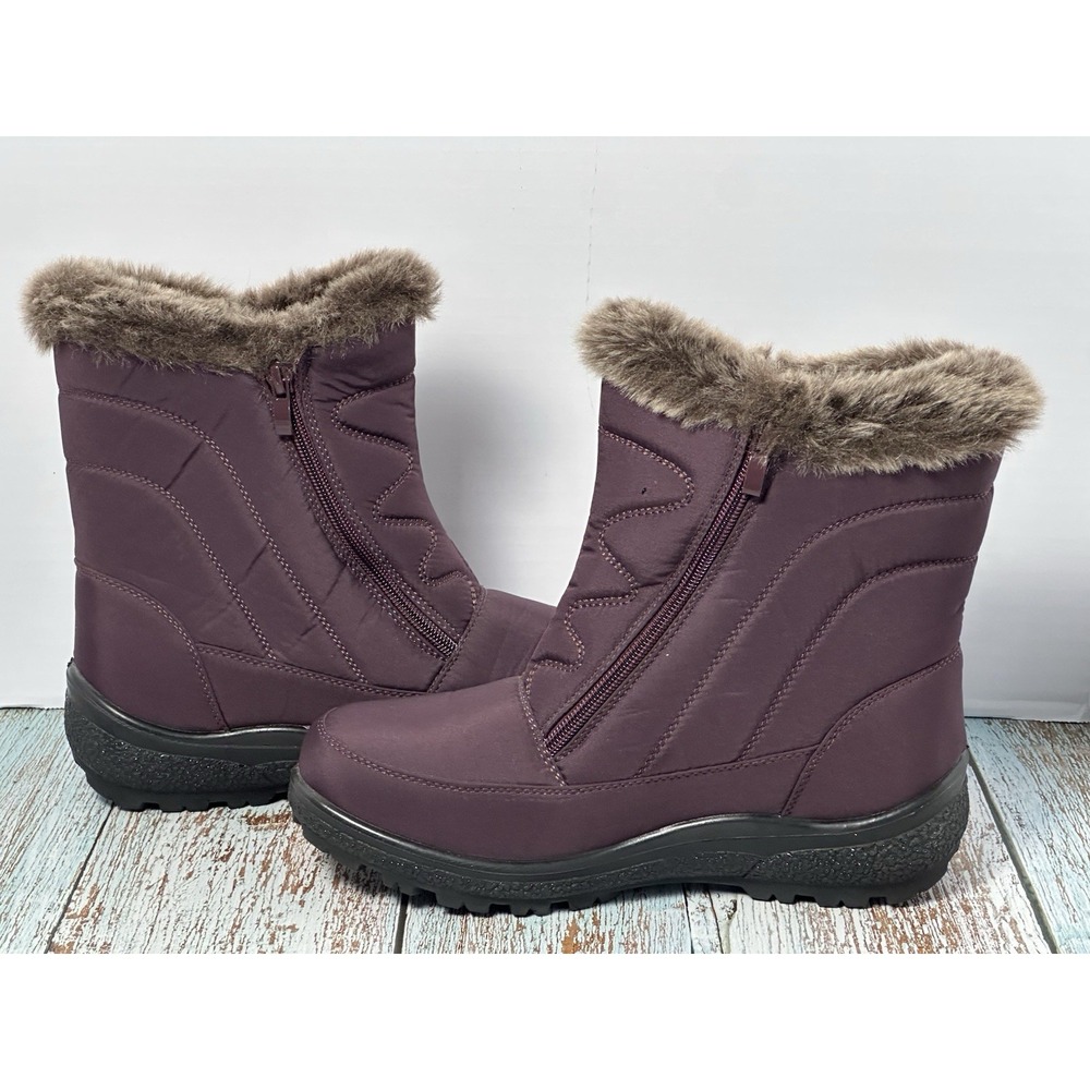 Flexus Italian Comfort Women's Burgundy Snow Boots Size 38 (7.5-8) - Picture 14 of 16